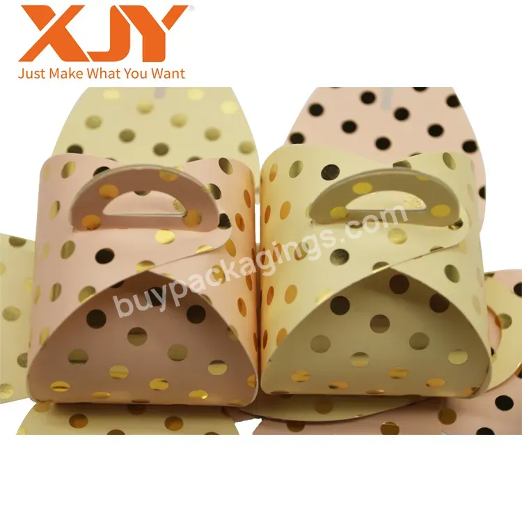 Xjy Hot Gold Polka Dot Bread Wedding Candy Box Creative Handbag Candy Box Gold Foil Foldable Paper Gift Box With Handle