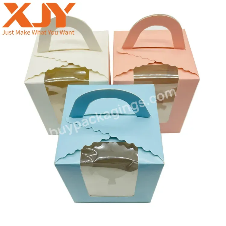 Xjy Logo Printing Clear Window Square Paper Box Custom Packaging Wedding Cake Package Desert Packaging Box