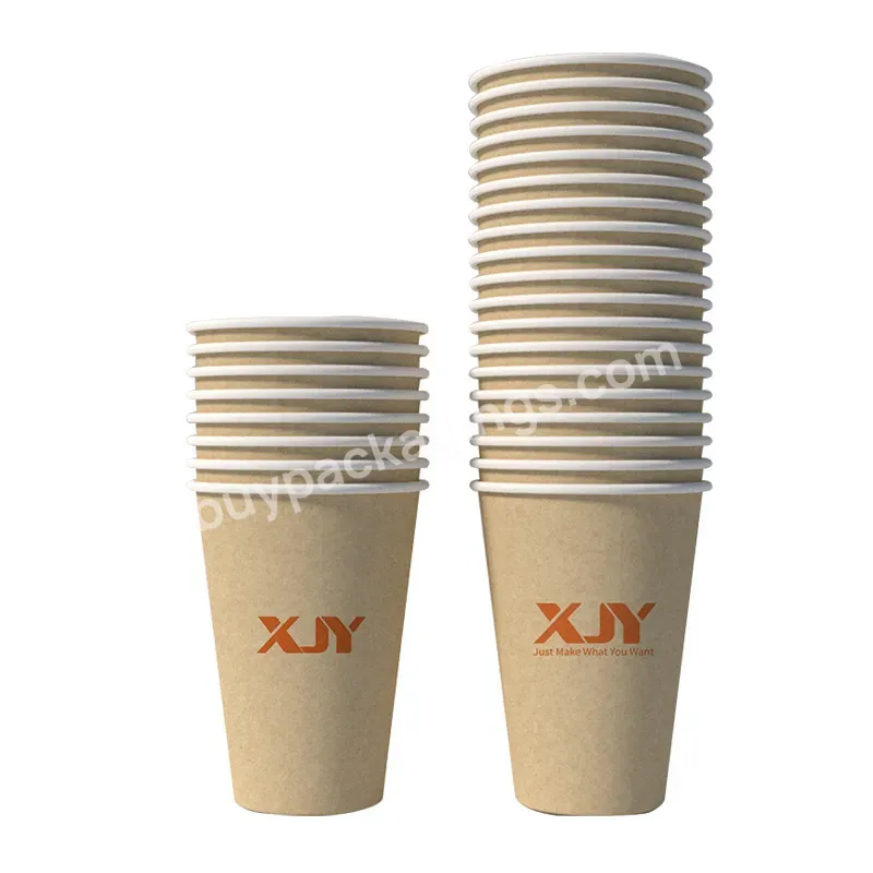 Xjy Recyclable Printing Takeaway Compostable Single Wall Cold Drinking Packing Coffee Cup With Custom Logo Sleeve