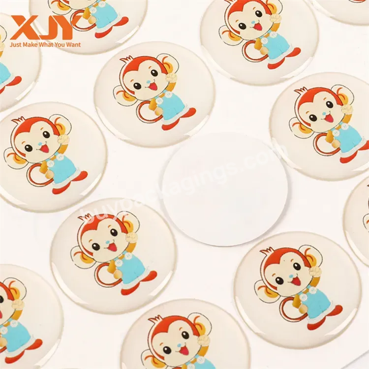 Xjy Round Epoxy Sticker Adhesive Waterproof Bottle Sticker Labels Custom Roll Logo Label Printing Sticker For Packaging