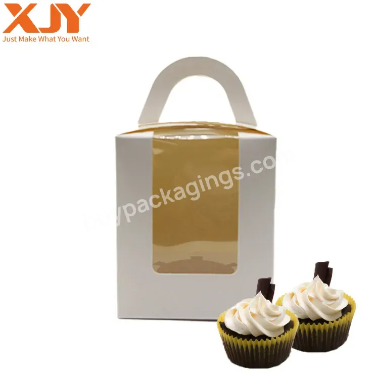 Xjy Snack Donut Packaging Food Bakery Clear Window Packaging Cake Paper Box Custom Cupcake Paper Dessert Box