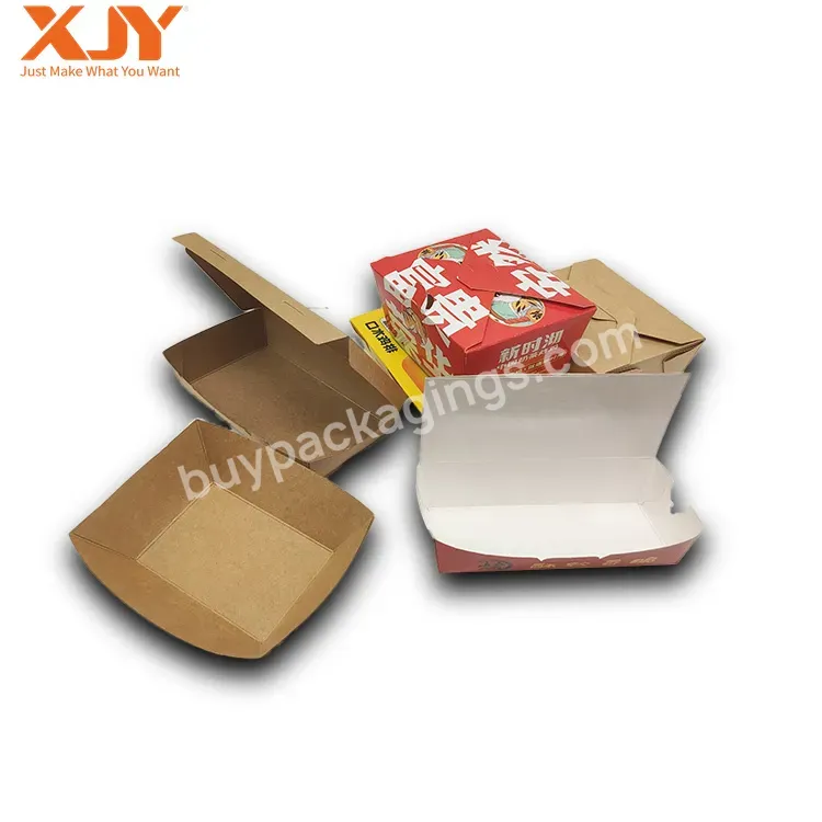 Xjy Take Out Custom Kraft Paper Fast Food Box Disposable Logo Printing Hamburger Chicken Containers Box