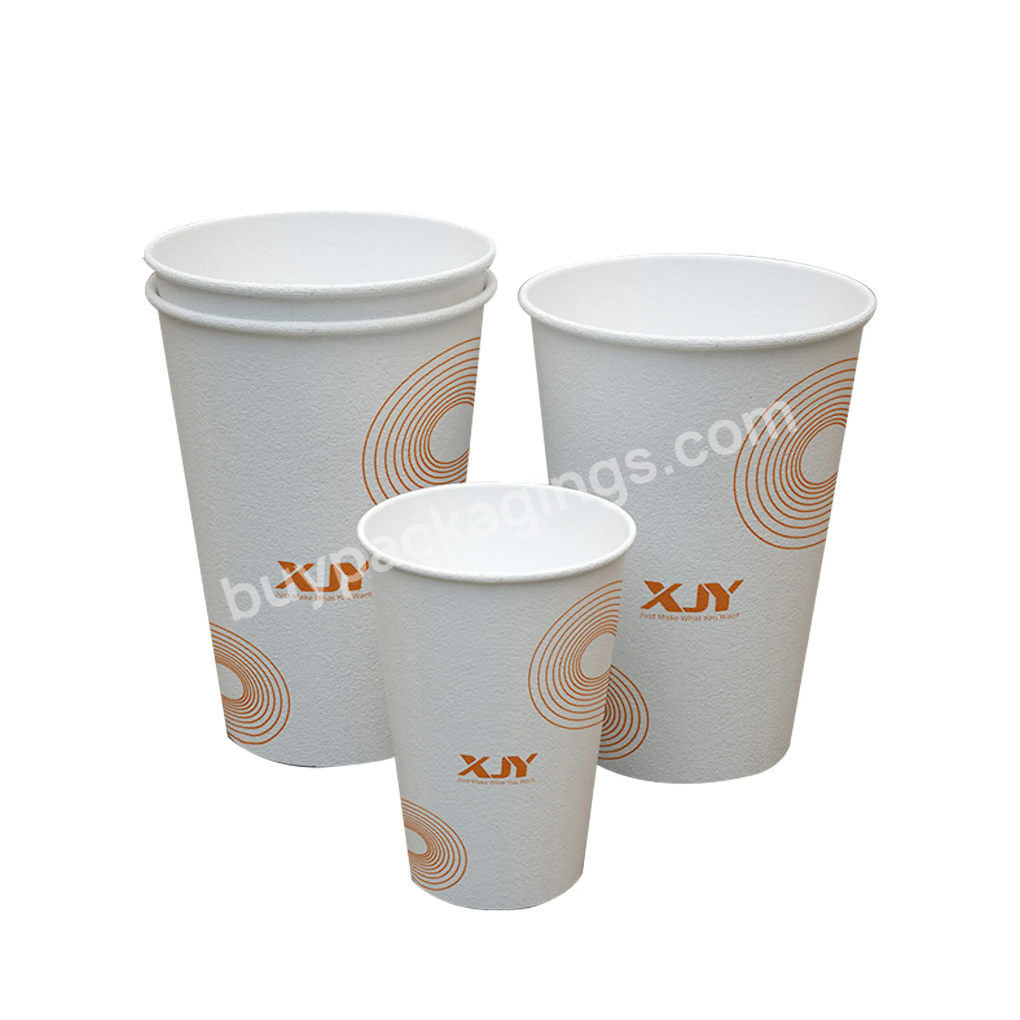 Xjy Thicken Compostable Customized Label Single Wall Business Logo Printed Paper Hot Drinking Coffee Cup With Lid