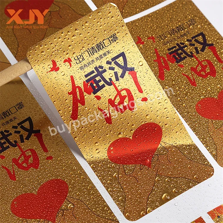 Xjy Transparent Labels Metal Foil Logo Seal Stickers Customized Die Cut Waterproof Label Stickers Bottle Stickers