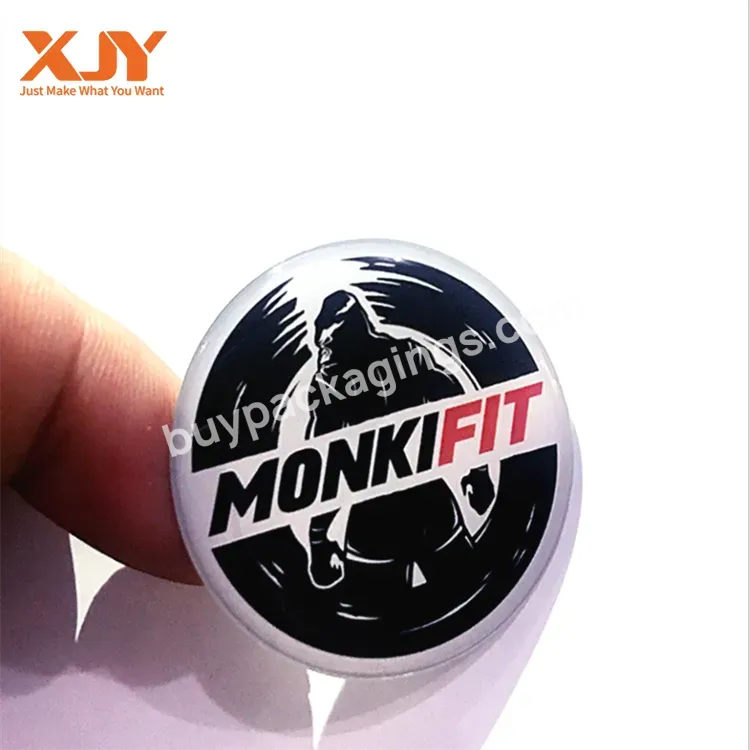 Xjy Uv Resist Printing Brand Logo Thick Sticker Crystal Resin Protected 3d Logo Vinyl Clear Circle Dome Epoxy Sticker