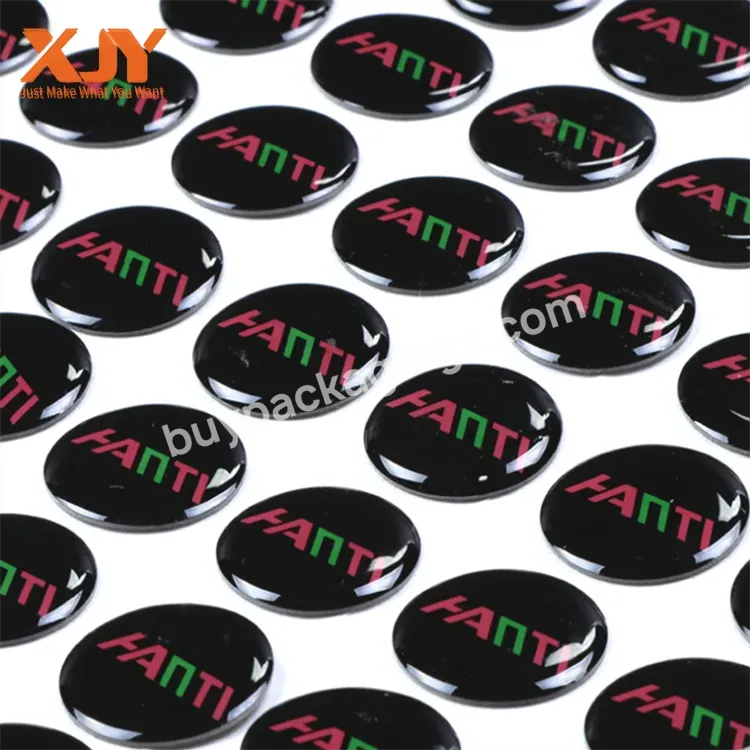 Xjy Waterproof 3d Business Logo Printed Epoxy Resin Sticker Clear Crystal Custom 3d Epoxy Domed Stickers