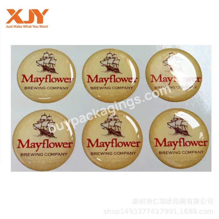 Xjy Waterproof Uv Resistant Adhesive Company Logo Printing Resin Crystal Dome 3d Epoxy Sticker