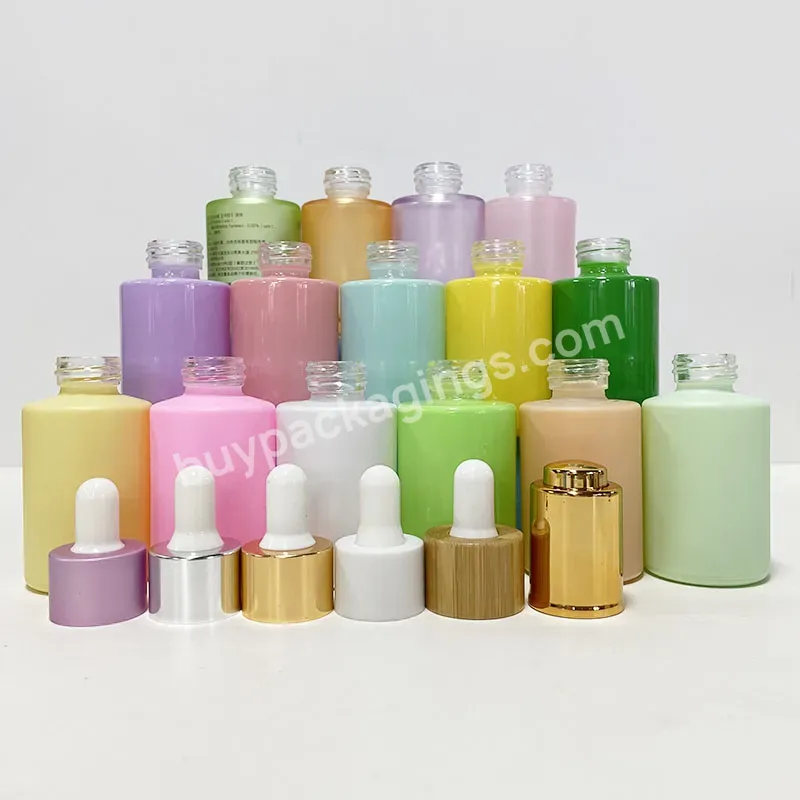 Yellow Pink Purple Custom Logo 30ml 50ml 100ml Round Empty Skincare Packaging Cosmetic Lotion Pump Bottle Face Serum Bottle