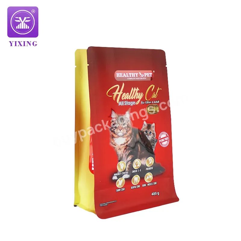 Yixing Big Size 2kg 5kg 10 15 20 Kg Plastic Aluminum Foil Ziplock Flat Bottom Bag Cat Pet Dog Food Packaging Bags Uv Printing