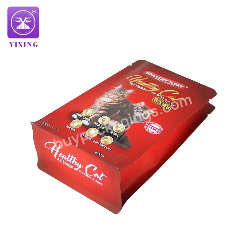 Yixing Big Size 2kg 5kg 10 15 20 Kg Plastic Aluminum Foil Ziplock Flat Bottom Bag Cat Pet Dog Food Packaging Bags Uv Printing