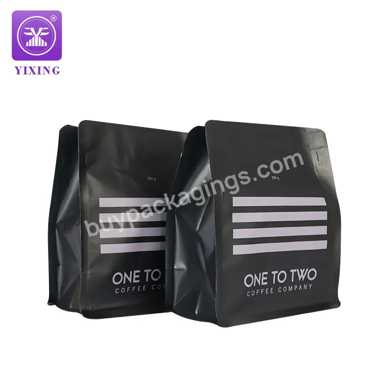Yixing Black 8oz Coffee Bag Matte Plastic 200g Coffee Bean Packaging Bag With Zipper