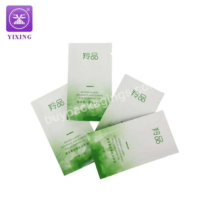 Yixing Custom 2g 1.5ml 3ml 5ml Mini Tiny Liquid Lotion Cream Cosmetic Samples Sachet Packaging Plastic Pouches Bag With Logo