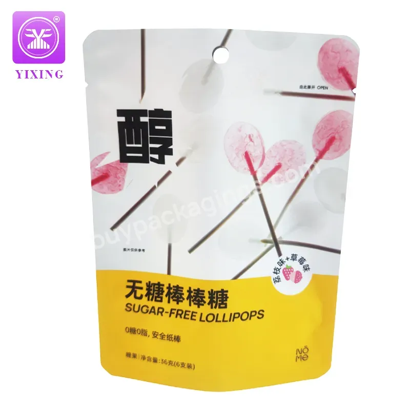 Yixing Custom 36g Sugar Free Lollipops Packaging Bags Stand Up Pouch Bags