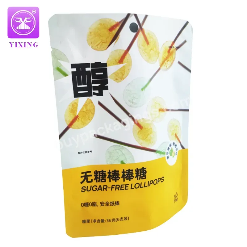 Yixing Custom 36g Sugar Free Lollipops Packaging Bags Stand Up Pouch Bags