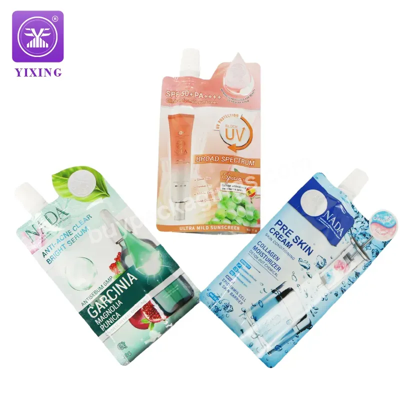 Yixing Custom Aluminum Foil Face Cleaning Mask Sunscreens Cream Bb Skin Cream Makeup Product Spout Pouch Cosmetic Packaging Bags