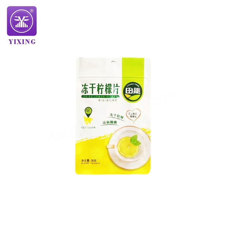 Yixing Custom Plastic Bag 30g Lemon Slice Food Packaging Flat Bottom Bags