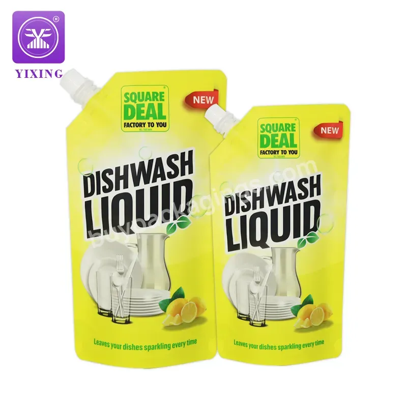 Yixing Custom Printed Stand Up Pouch Dishwash Doypack Plastic Liquid Soap Packaging Spout Pouch Bags