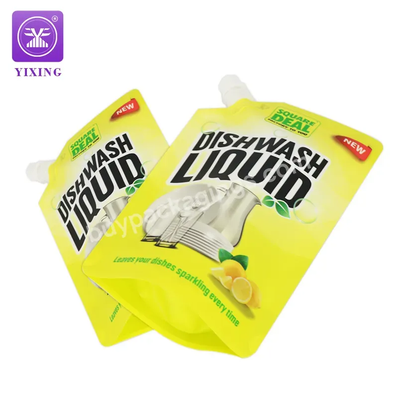 Yixing Custom Printed Stand Up Pouch Dishwash Doypack Plastic Liquid Soap Packaging Spout Pouch Bags