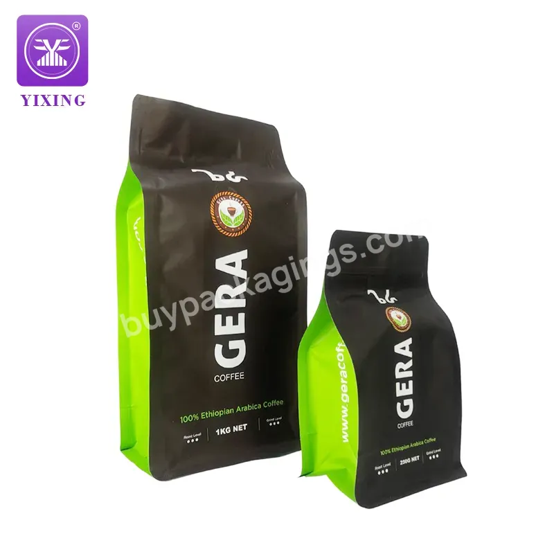Yixing Custom Printed Stand Up Zip Lock Pouch For Coffee Bean Packaging Bag With Valve