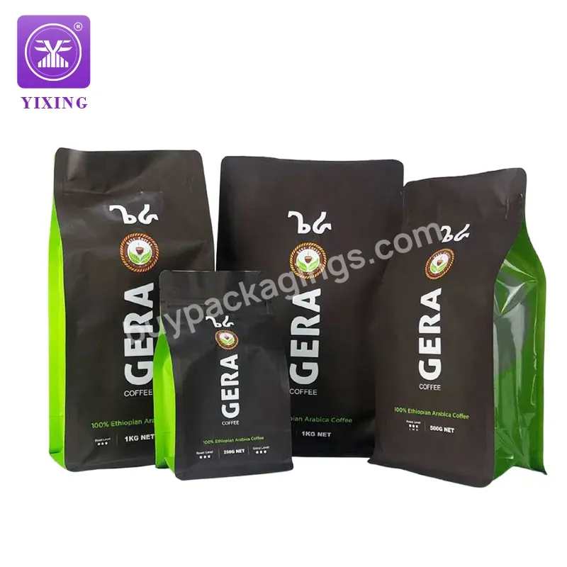Yixing Custom Printed Stand Up Zip Lock Pouch For Coffee Bean Packaging Bag With Valve