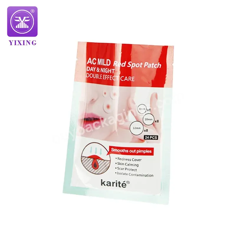 Yixing Custom Red Acne Patch Medical Cold Compress Mask Plastic Packaging Three Side Seal Bags Cosmetic Packaging