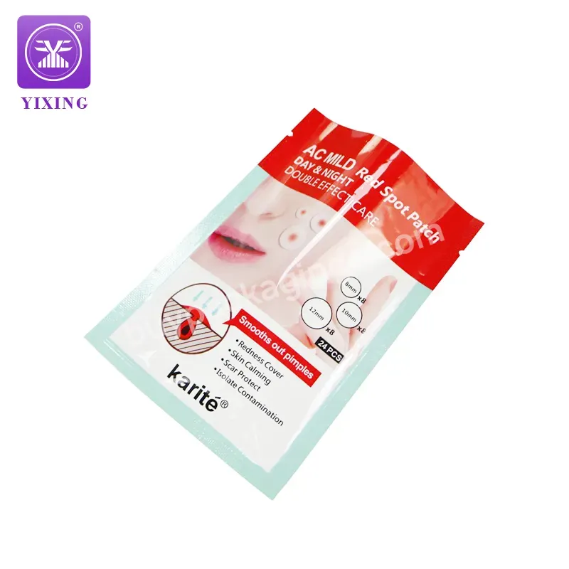 Yixing Custom Red Acne Patch Medical Cold Compress Mask Plastic Packaging Three Side Seal Bags Cosmetic Packaging