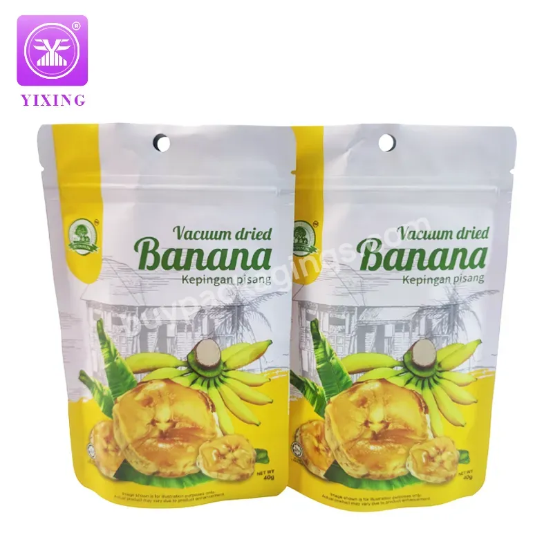 Yixing Design Customized 40g Banana Chips Plastic Zip Lock Stand Up Pouch Bags