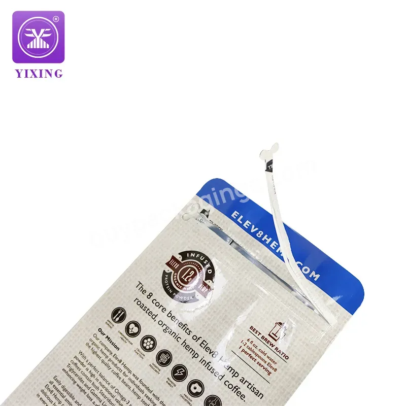 Yixing Food Grade Ziplock Kraft Paper Flat Bottom Coffee Bag With Side Zipper