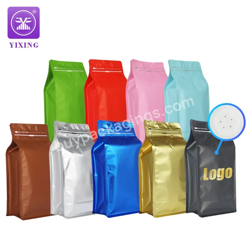 Yixing Packaging 1kg Aluminum Foil 1000g Flat Bottom Bulk Coffee Bags Laminated Material With One-way Valve