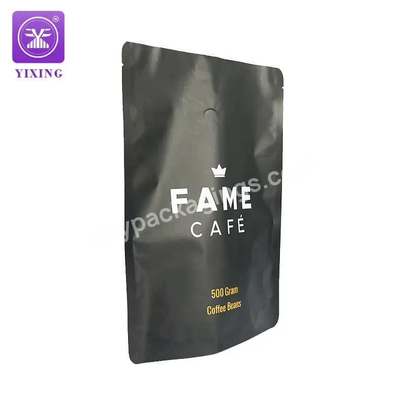 Yixing Packaging Competitive Price Heat-seal Matte Black Stand Up Empty Coffee Bag With Valve