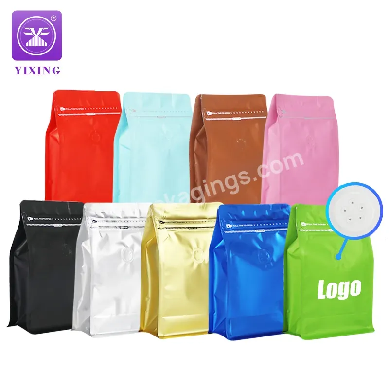 Yixing Packaging Low Moq Custom 250g Flat Bottom Coffee Bean Bag Zipper With Valve