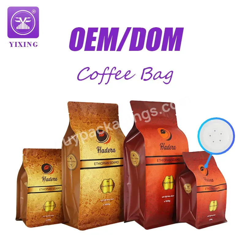 Yixing Packaging Oem/odm Custom Printing 250g 350g 500g 1000g Matte Flat Bottom Coffee Bag With Valve
