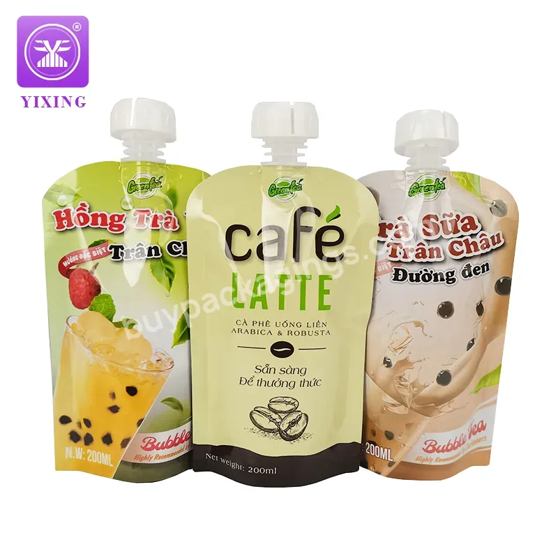 Yixing Packaging Wholesale Custom 250ml 500ml Flat Bottom Juice Pouch Beverage Drinking Tea Milk Juice Spout Bags