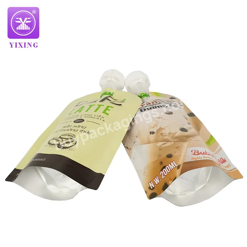 Yixing Packaging Wholesale Custom 250ml 500ml Flat Bottom Juice Pouch Beverage Drinking Tea Milk Juice Spout Bags