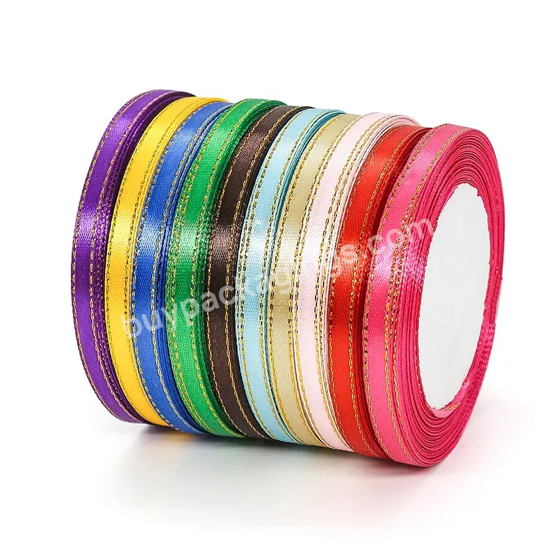 Yohpack 0.6cm*22m/roll Gilt-edged Craft Belt 6mm*450m/roll Stock Single Face Ribbon Bow For Gift Wrap