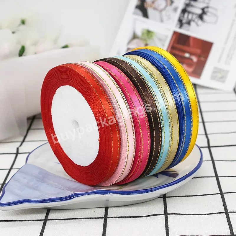 Yohpack 0.6cm*22m/roll Gilt-edged Craft Belt 6mm*450m/roll Stock Single Face Ribbon Bow For Gift Wrap