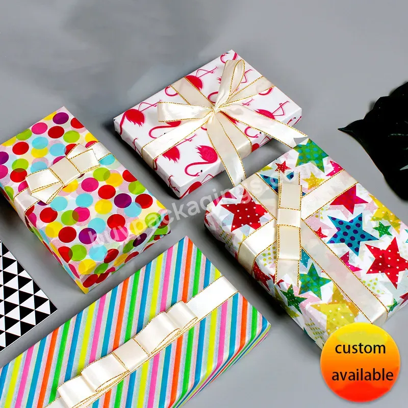 Yohpack 17gsm Flamingo Star Stripe Polka Dot Printing Gift Bouquet Packaging Copy Paper Sydney Paper Thin Sheet Paper