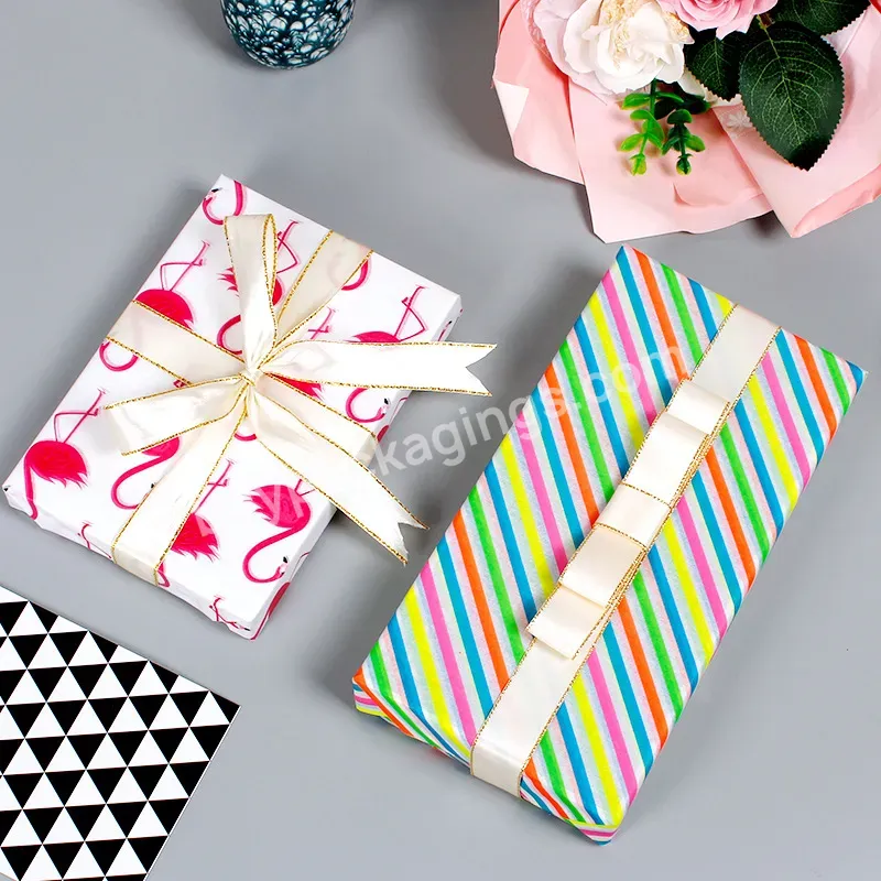 Yohpack 17gsm Flamingo Star Stripe Polka Dot Printing Gift Bouquet Packaging Copy Paper Sydney Paper Thin Sheet Paper