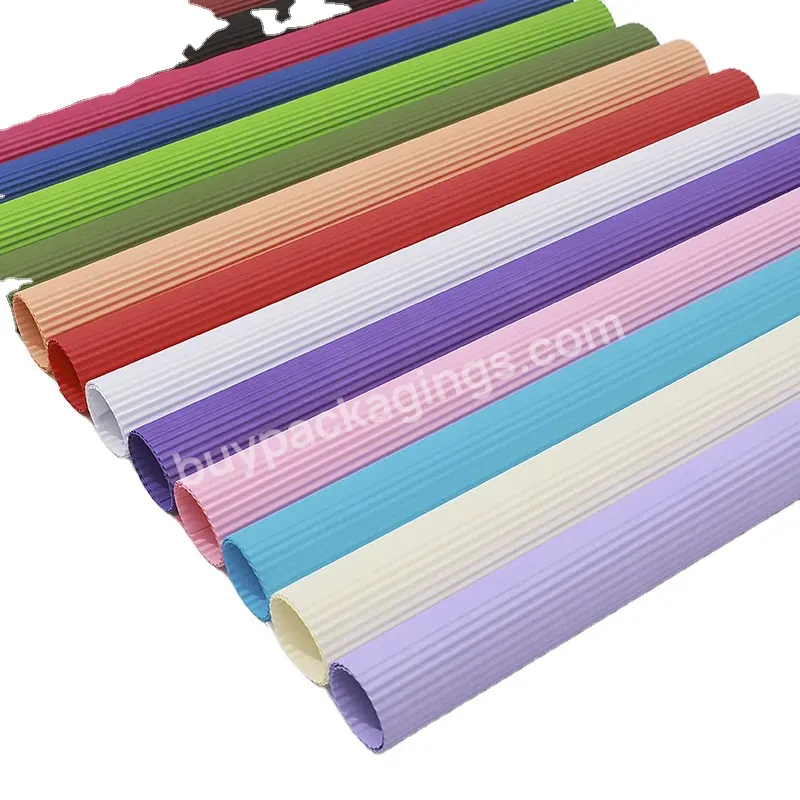 Yohpack 19pcs/bag Solid Color Corrugated Retractable Flower Paper Wholesale Flowers Bouquet Wrapping Paper