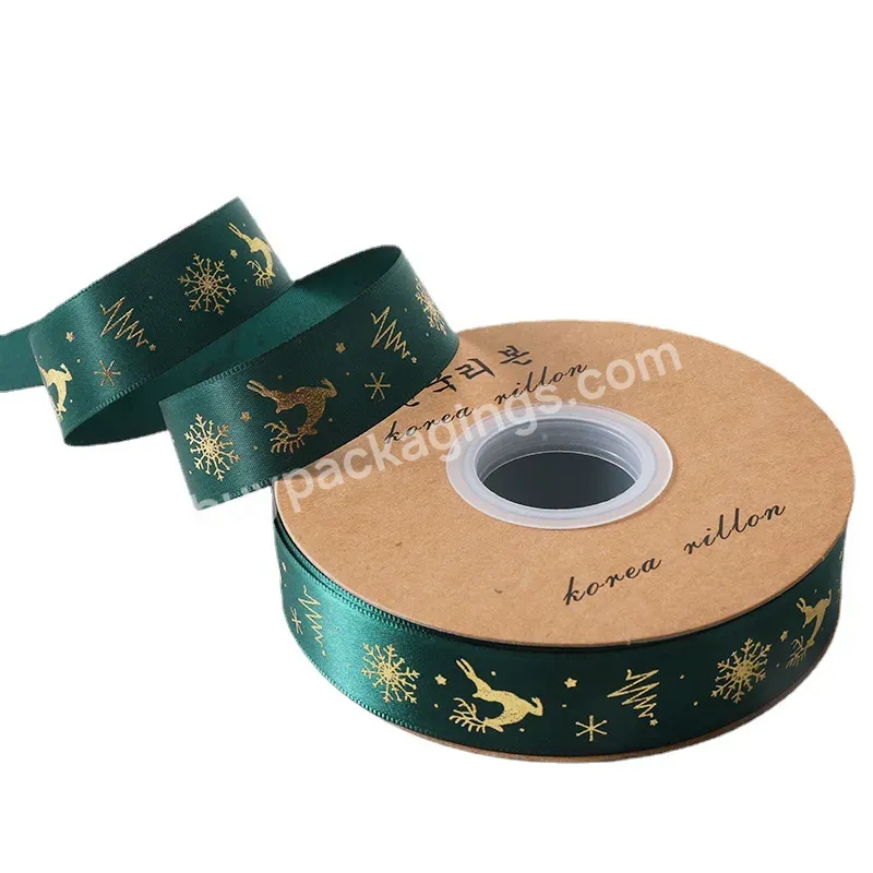 Yohpack 2.5cm New Christmas Packaging Ribbon Stamping Printing Thread Ribbon Stock Wholesale