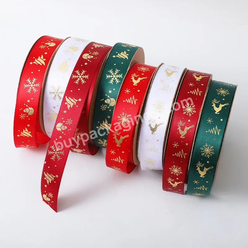 Yohpack 2.5cm New Christmas Packaging Ribbon Stamping Printing Thread Ribbon Stock Wholesale