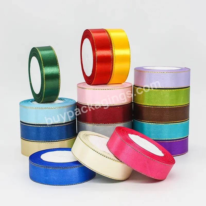 Yohpack 2.5cm*22m/roll Polyester Ribbon Gilt Edge Birthday Valentine Gift Box Packing Flowers Diy Bow Satin