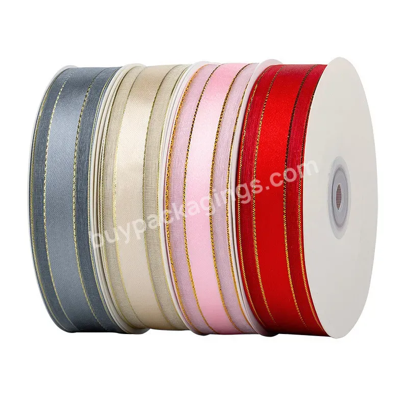 Yohpack 2.5cm*50 Yards/roll Gilt Ribbon Cake Box Packaging Tiers Flower Gifts Christmas Diy Satin Ribbon