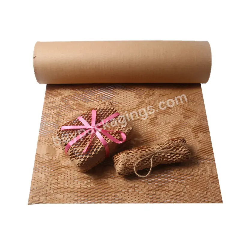 Yohpack 30cm*30m Brown Craft Paper Roll Stretchable Tan Gift Wrapping Paper 80gsm Thick High Quality Honeycomb Packaging Paper