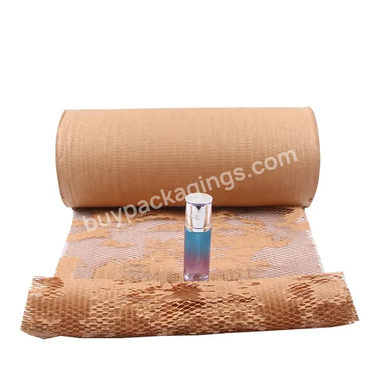 Yohpack 38cm*100m Recyclable Brown Honeycomb Kraft Paper Honeycomb Paper Packaging Wholesale Honeycomb Cushion Paper