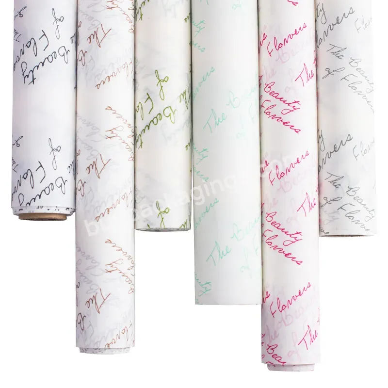 Yohpack 60cm*10m/roll Hand-painted English Letters Bouquet Wrapping Paper Gift Flowers Packaging Paper Roll