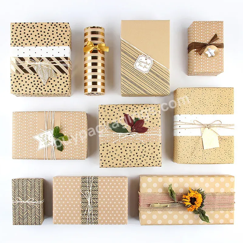 Yohpack 80g Flower Wrapping Paper Diy Holiday Gift Wrapping Paper Brown Kraft Paper For Packaging Gift Box