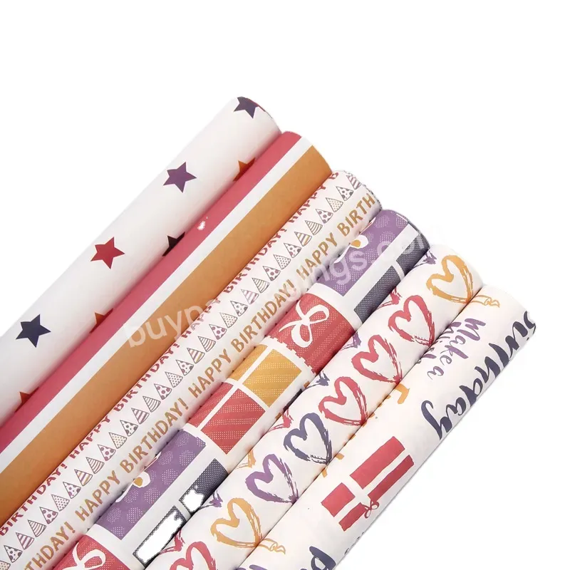 Yohpack Birthday Matte Gift Wrapping Paper Star Stripes Valentine's Day Birthday Gift Box Diy Wrapping Paper