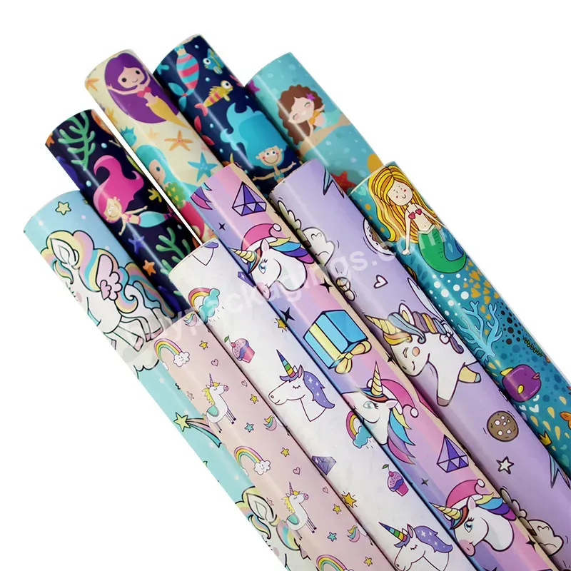 Yohpack Bright Copper Paper Children Lovely Cartoon Mermaid Ocean Birthday Gift Decoration Wrapping Paper