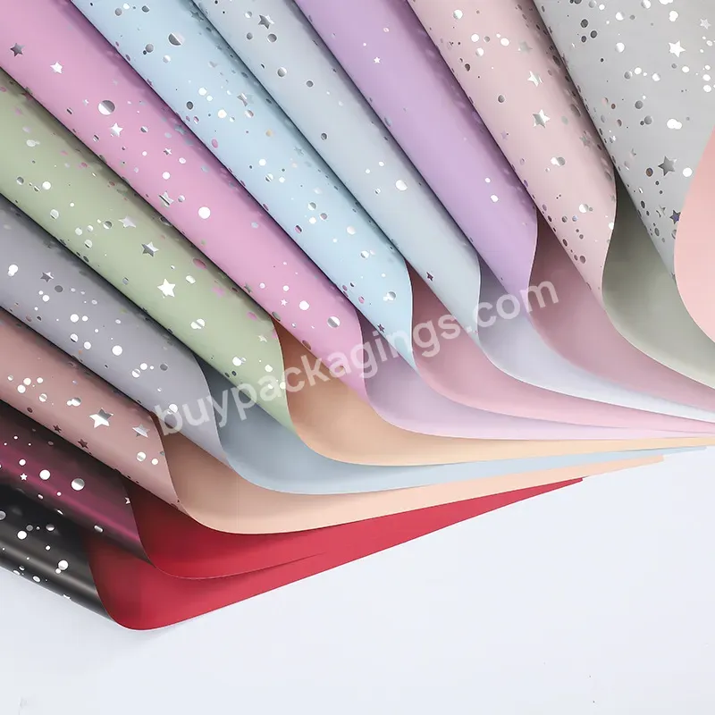 Yohpack Bright Starry Sky Floral Paper Advanced Two-color Thickened Waterproof Wrapping Paper For Bouquet